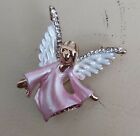 So Delicate Angel ?? Brooch With Wings Gold Tone Crystals Peaceful Look