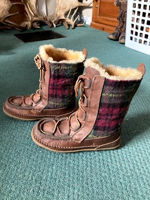 Botas para mujer LL Bean Wicked Good Lodge lana a cuadros Foto 1 de 4