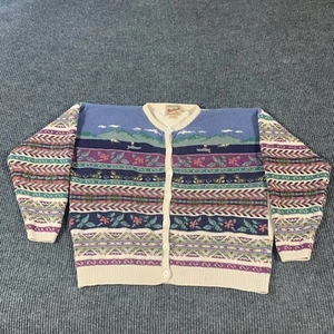 VTG Woolrich Sweater Womens Extra Large XL Cardigan Nature Nordic Linen Blend - Picture 1 of 14