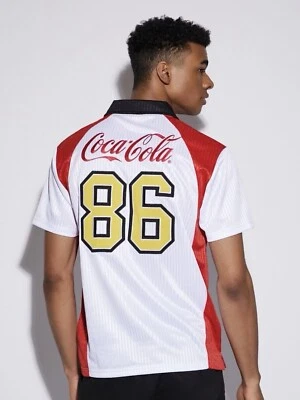 NEW XXL Coca-Cola Embroidered Patchwork White Jersey - OFFICIAL LICENSED  - Image 1 of 4