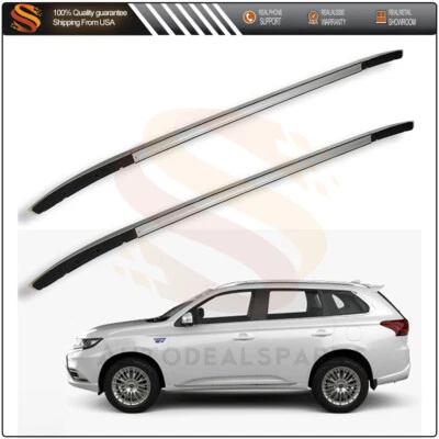 2 x Top Roof Side Rail For 2013-2019 Mitsubishi Outlander Silver Roof Rail Set - Image 1 of 4