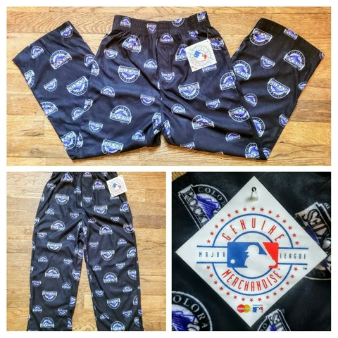 *NWT* MLB Colorado Rockies Pajama Pants Youth Size Small (6/7) Black w/ Logo Cover