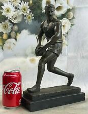 Kunst Deko 100% Bronze Marmor Skulptur Statue Figur Rugby Fußball Player Dekor