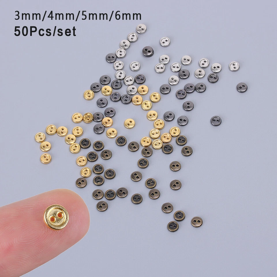 50pcs/lot Handmade DIY Doll Clothes Mini Metal Buttons Round Buttons - Image 1 of 4