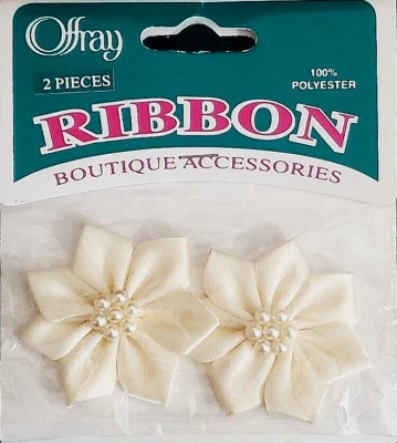 Offray 2-pc Satin Ribbon FLOWER Accessories - IVORY - Image 1 of 3