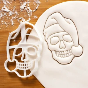 Santa Claus Skull Cookie Cutter | macabre gothic Merry Christmas anatomy biscuit - Picture 1 of 5