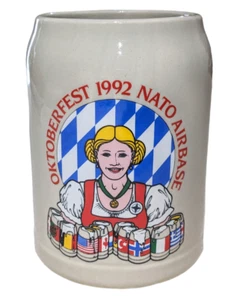 OKTOBERFEST 1992 NATO Airbase Stoneware Stein Beer Mug Vintage Ceramic - Picture 1 of 5