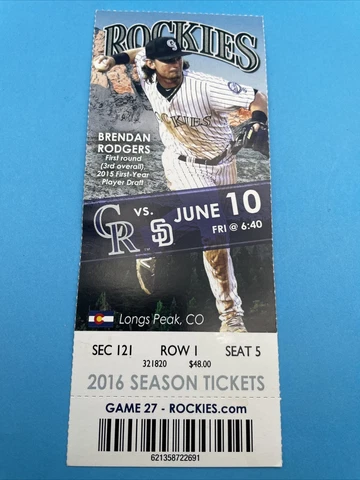 Colorado Rockies Vs San Diego Padres Baseball Ticket Stubs - 2 Diff Cover
