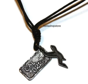 Hollister Men Necklace Choker Double Leather Seagull Pendant and Tag Vintage - Picture 1 of 1