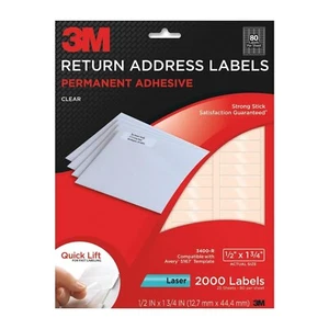 Etiquetas de dirección de devolución transparentes 3M 1/2 x 1-3/4 láser permanente 2000Pk 3400-R - Imagen 1 de 2