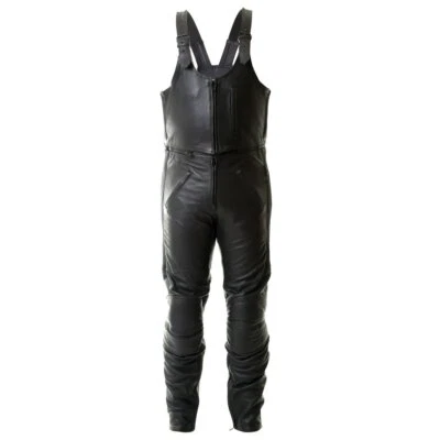 Frank Thomas Bib and Brace Leather Motorcycle Jeans Black - Image 1 of 2