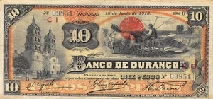 Mexico / Durango  10  Pesos  18.6.1913  Series  G   Circulated Banknote Qash9 - Picture 1 of 2