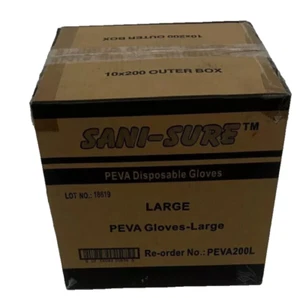 Sani-Sure PEVA Large Gloves Disposable Latex-Free Case/2000 NEW PEVA200L - Picture 1 of 5