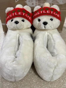 MARSHALL FIELD'S MISTLETOE BEAR SLIPPERS ADULT LARGE NEW WITH FIELD'S TAG RARE - Picture 1 of 9