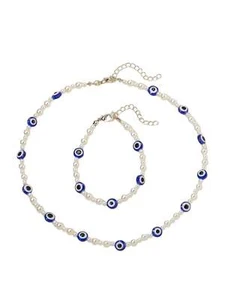 EVIL EYE NECKLACE AND BRACELET DUO - Picture 1 of 4