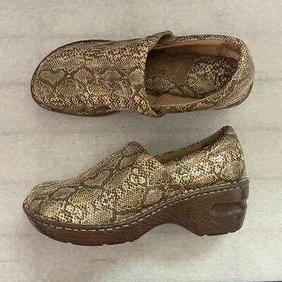 Zuecos BOLO BY BORN Andria talla 7,5 38,5 estampado de serpiente imitación cuña sin cordones enfermera G7 Foto 1 de 4