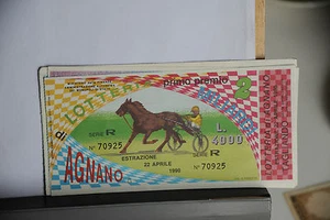 BIGLIETTO - LOTTERIA DI AGNANO - ESTRAZIONE 22/4/1990 CON TAGLIANDO - Imagen 1 de 1
