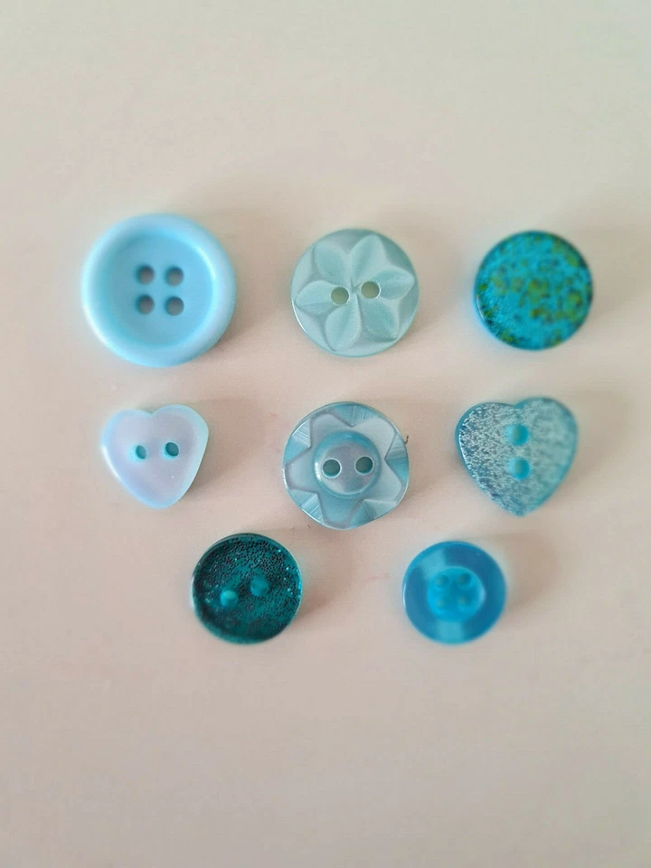 10 or 20 Turquoise Resin Buttons Children's/Babywear 11-15mm Round Hearts Fruit  - Image 1 of 1