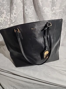 Ralph Lauren RLL Tasche schwarz Leder geprägter Reißverschluss - Bild 1 von 24