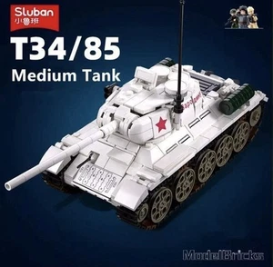 WW2 Military T34-85 Medium Tank Model Building Blocks Soldier Figures Bricks Toy - Picture 1 of 6