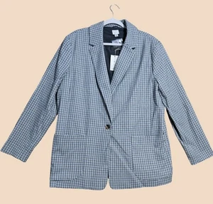 A New Day Blazer Damen Gr. XXL blau weiß kariert ein Knopf NEU - Bild 1 von 12