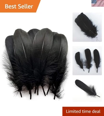 Versatile 100 Pack of Black Goose Feathers - Perfect for Weddings and Crafts - Image 1 of 4