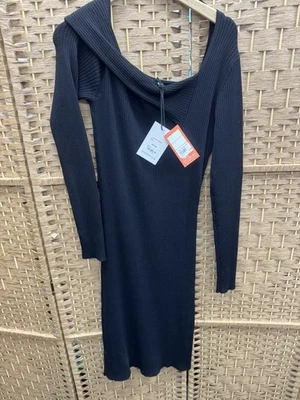 House Of Fraser Darcy Off The Shoulder Black Linea  Pencil Dress Size 12 RRP £79 - Image 1 of 4
