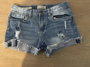 Lucky Brand Girls Jean Shorts Size 14 Cuffed and Distressed Denim - Picture 1 of 6