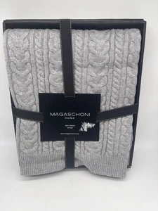 Magaschoni Home Gray Heather Cable Knit Throw 50” x 60” NEW - Picture 1 of 2