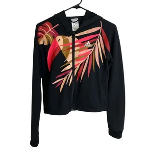 Adidas Farm Rio Hoodie Womens Small Full Zip Toucan Tropical Leaf Graphic Birds - Picture 1 of 8