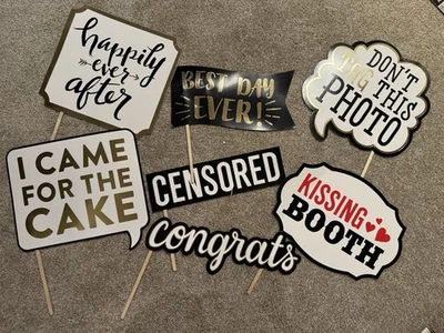 Accesorios para cabina de fotos de recepción de boda dorado y negro brillante (10 quilates) Foto 1 de 2