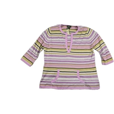 Suéter Eddie Bauer Para Mujer XXL Rayas Púrpura Multi Cuello en V Manga 3/4 Nuevo Foto 1 de 4