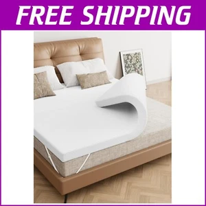 4-Inch CertiPUR-US King Mattress Topper - Adjustable Straps & Cooling Comfort - Picture 1 of 9