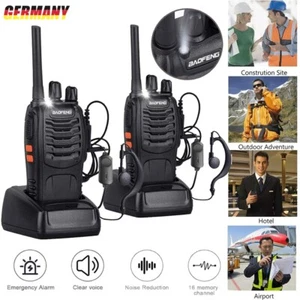 2x Baofeng BF-888S Walkie Talkie Sprechfunkgeräte Handfunkgerät Set 16Kanäle 5KM - Zdjęcie 1 z 16