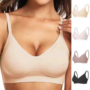 Womens Ultra-Thin Seamless BraSexy Low Cut No Underwire Thin Strap Push Up Bra - Picture 1 of 13