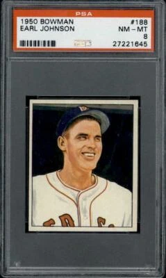 1950 Bowman #188 Earl Johnson PSA 8 - Image 1 of 2