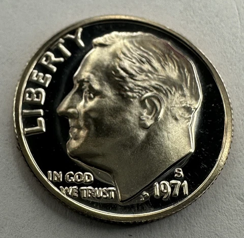 1971-S Roosevelt Proof 10cent Dime from US Mint Proof Set Cover