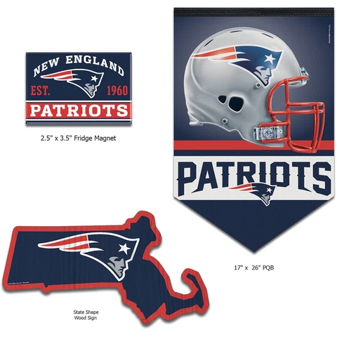 New England Patriots NFL Game Room Fan Cave 3 Pc. Set Wall Decor & Magnet Cover