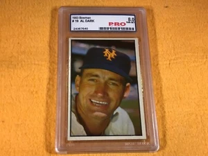F3-38 BASEBALL KARTE - AL DARK NEW YORK METS - 1953 BOWMAN - GRADE 8.0 - Bild 1 von 6