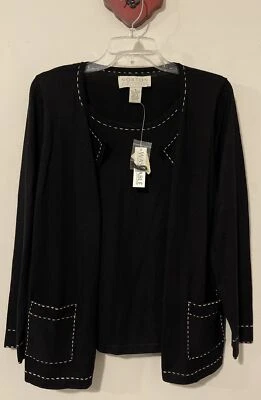 Norton McNaughton женщин средний черный многослойный свитер блузка с Ярлыками! A4494 - Изображение 1 из 4