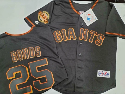 1924 MENS San Francisco Giants BARRY BONDS SEWN Baseball Jersey New BLACK Cover