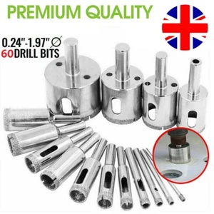 30/60 PCS DIAMOND HOLESAW CUTTER TILE DRILL BIT TOOL GLASS MARBLE CERAMIC HOLE - Picture 1 of 14