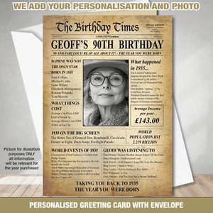90th Back In 1935 PHOTO Birthday Greeting Card Gift Back In Edition Ago News 151 - Picture 1 of 6