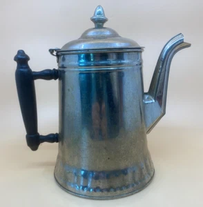 Antique Vintage Rochester Coffee Pot with Black Wood Handle Hinged Top 4 pints - Picture 1 of 13