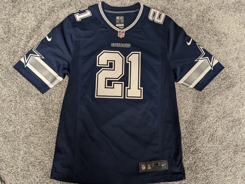 Ezekiel Elliot 21 Nike Dallas Cowboys On Field Navy Jersey Size Medium Free Ship Cover