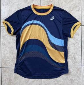 Asics Running Men's Short Sleeve Blue XL Training T-Shirt Track Colorful Sports - Picture 1 of 19