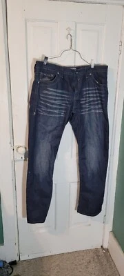 Pantalones de mezclilla antiguos remaches talla 40 X32 para hombre azules desgastados Foto 1 de 4