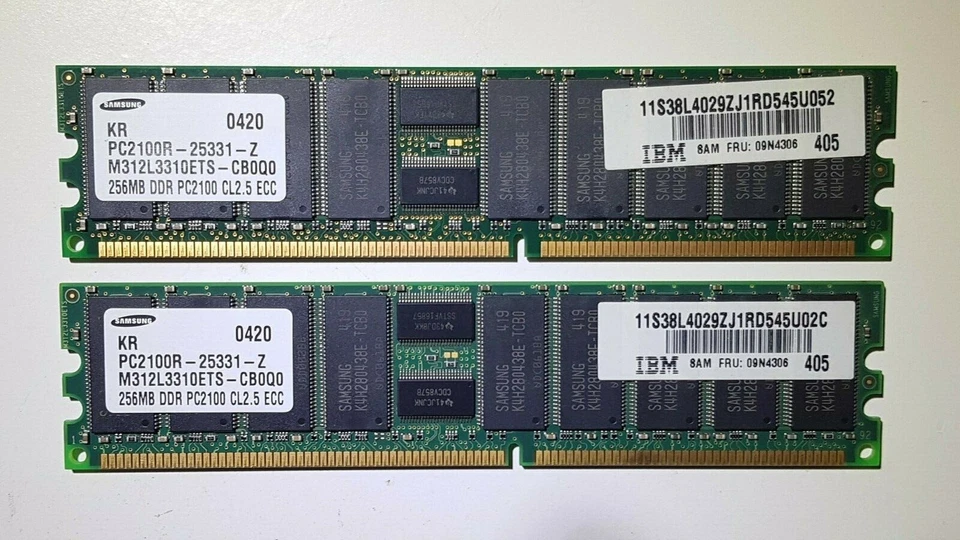 IBM 512MB 2 x 256MB Memory RAM M312L3310ETS-CB0Q0 PC2100R-20331-Z CL2.5 samsung - Image 1 of 1