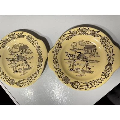 Vintage Royal China Bucks County Amish Themed Plates - set of 2 - Image 1 of 3