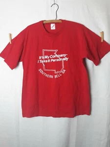 Vtg Southern Bell Ga Red T Shirt Single Stitch Sz XL USA Jerzees 50/50 Promo - Picture 1 of 9